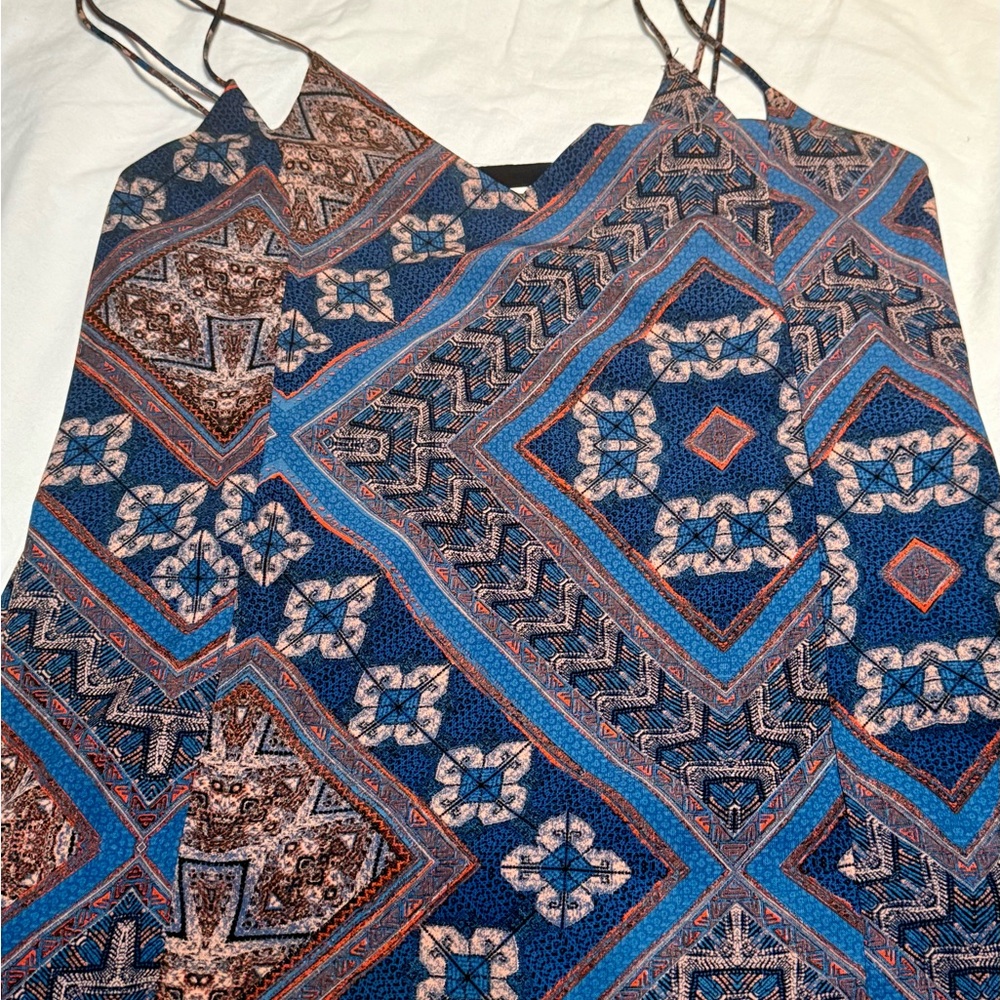 Skies Are Blue Boho Geometric Cami Top Women’s Size L Festival Beach Style Tank